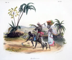 Jardiniers cultivant des légumes, 1827-35